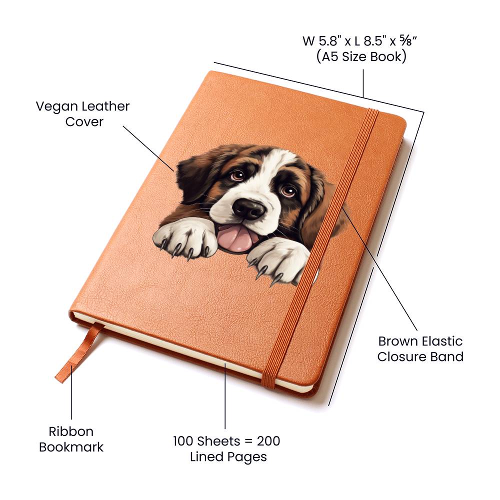 St. Bernard Peeking - Vegan Leather Journal