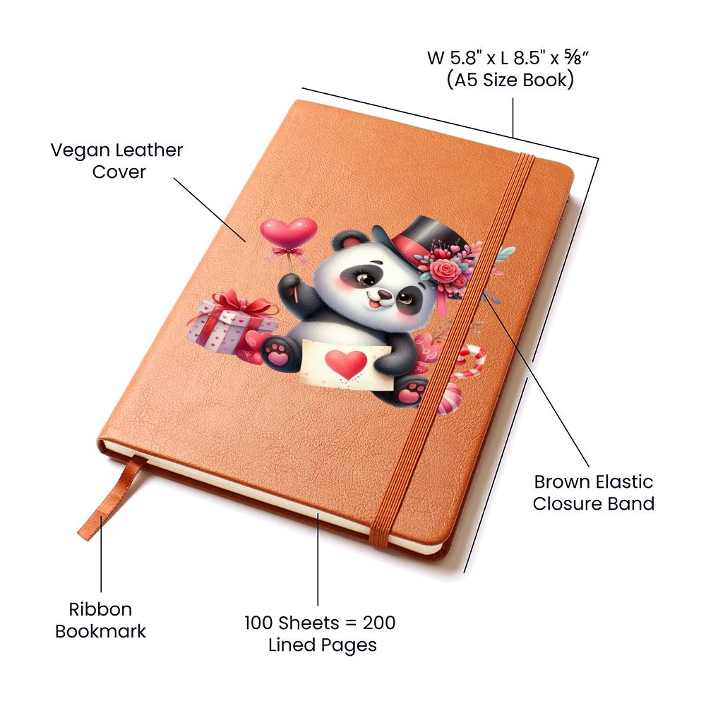 Valentine's Day Panda 011 - Vegan Leather Journal