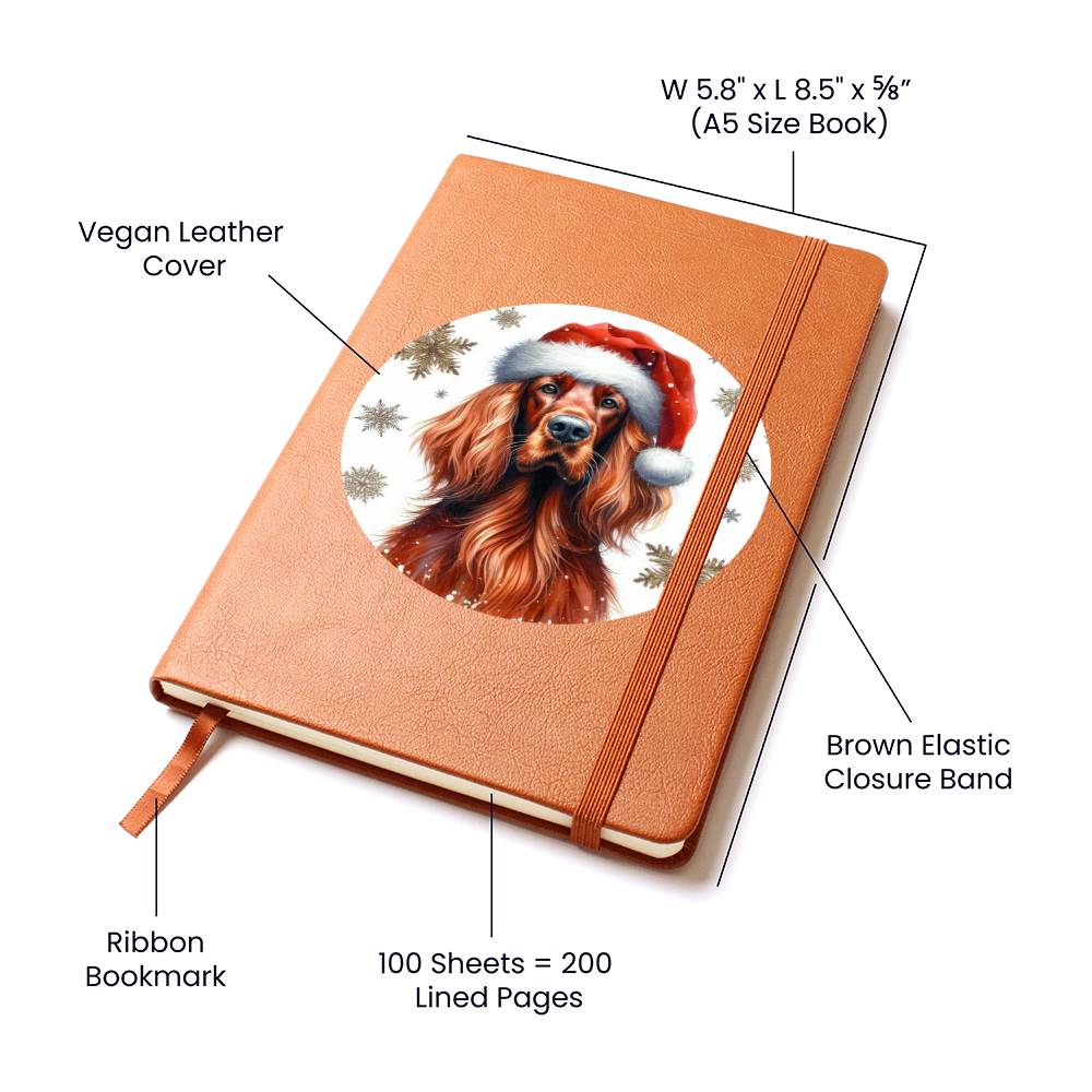 Christmas Dog - Irish Setter - Vegan Leather Journal