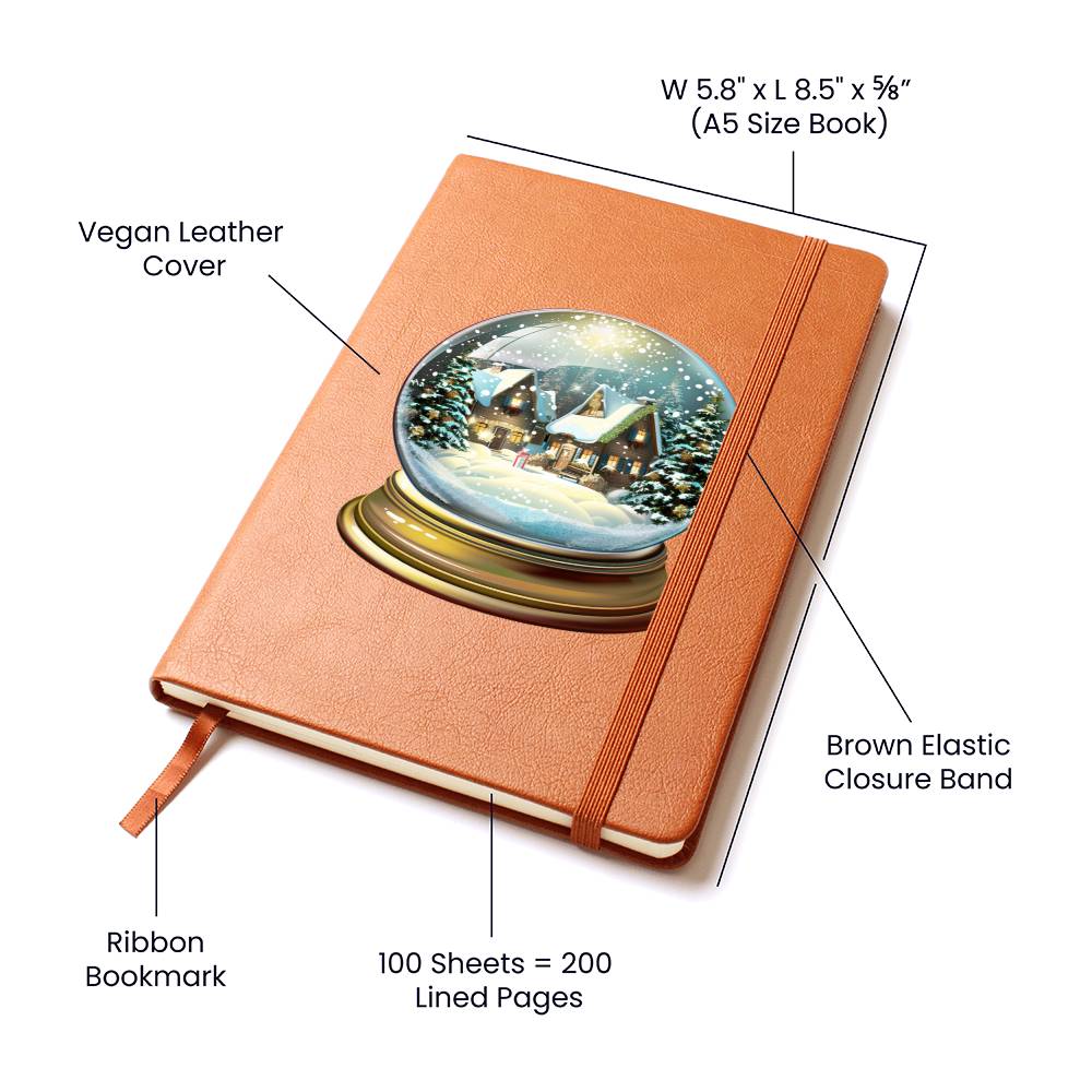 Watercolor Christmas Snow Globe 006 - Vegan Leather Journal