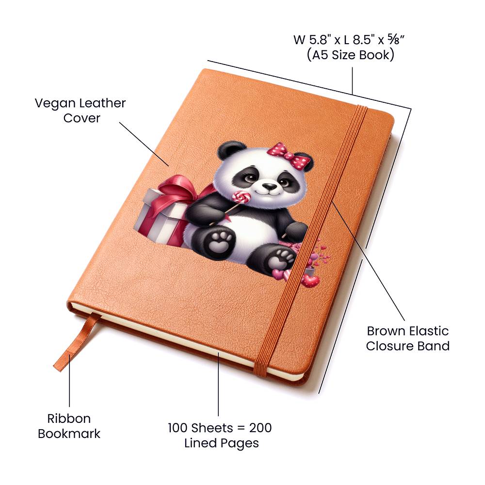 Valentine's Day Panda 004 - Vegan Leather Journal