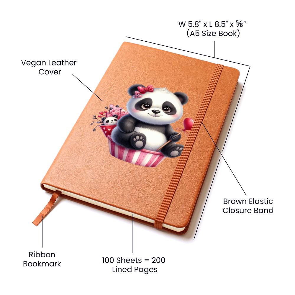 Valentine's Day Panda 001 - Vegan Leather Journal
