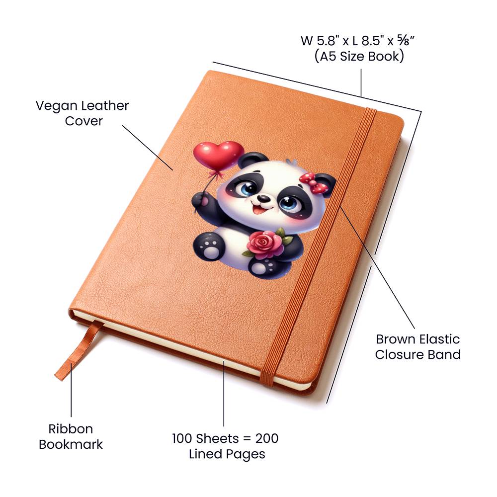 Valentine's Day Panda 003 - Vegan Leather Journal