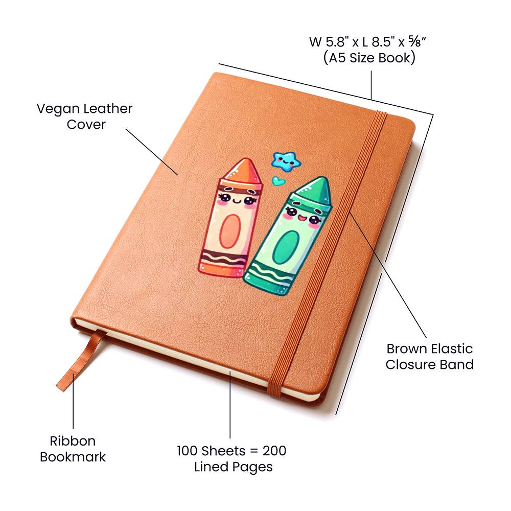 Cute Back to School Sticker 004 - Vegan Leather Journal