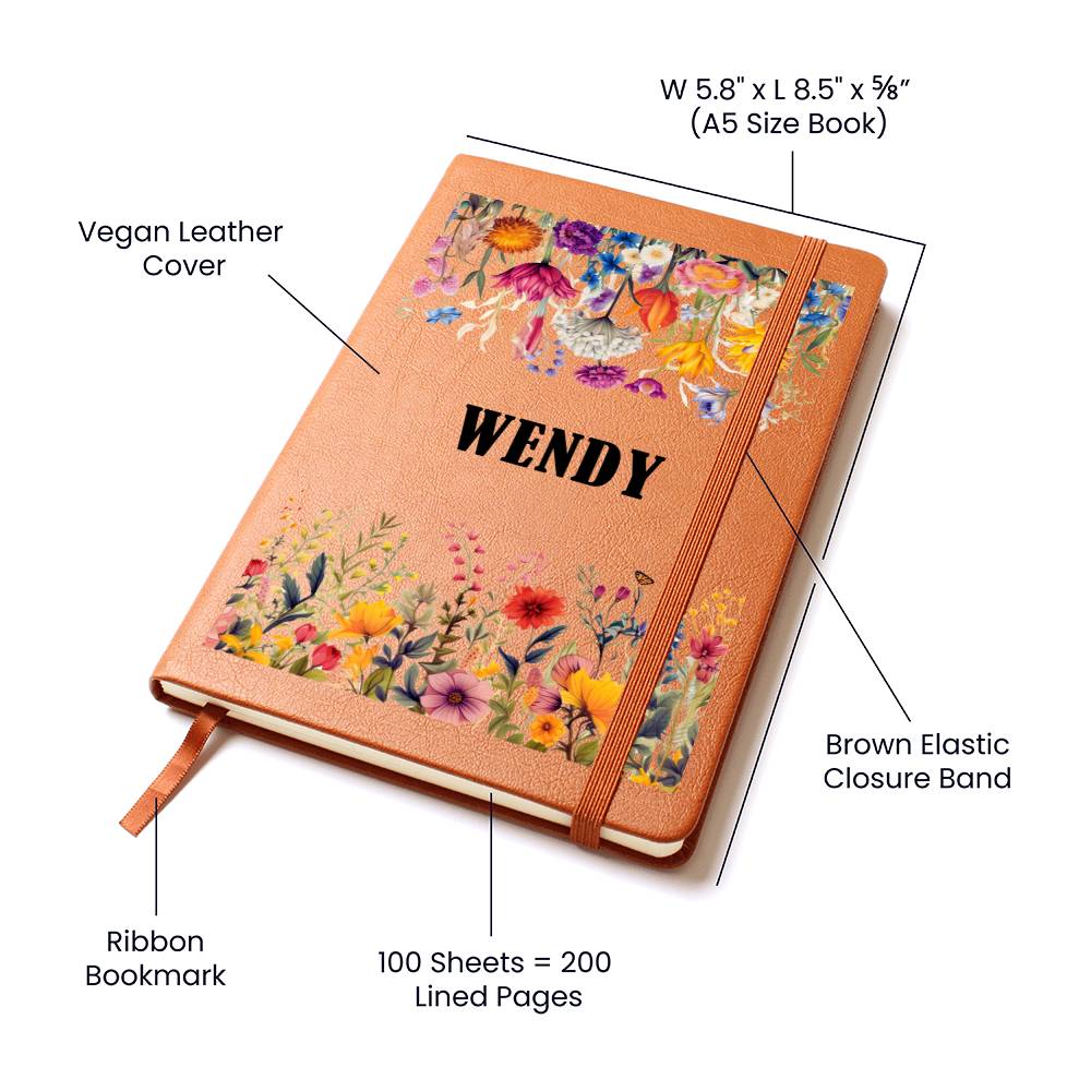 Wendy (Botanical Blooms) - Vegan Leather Journal