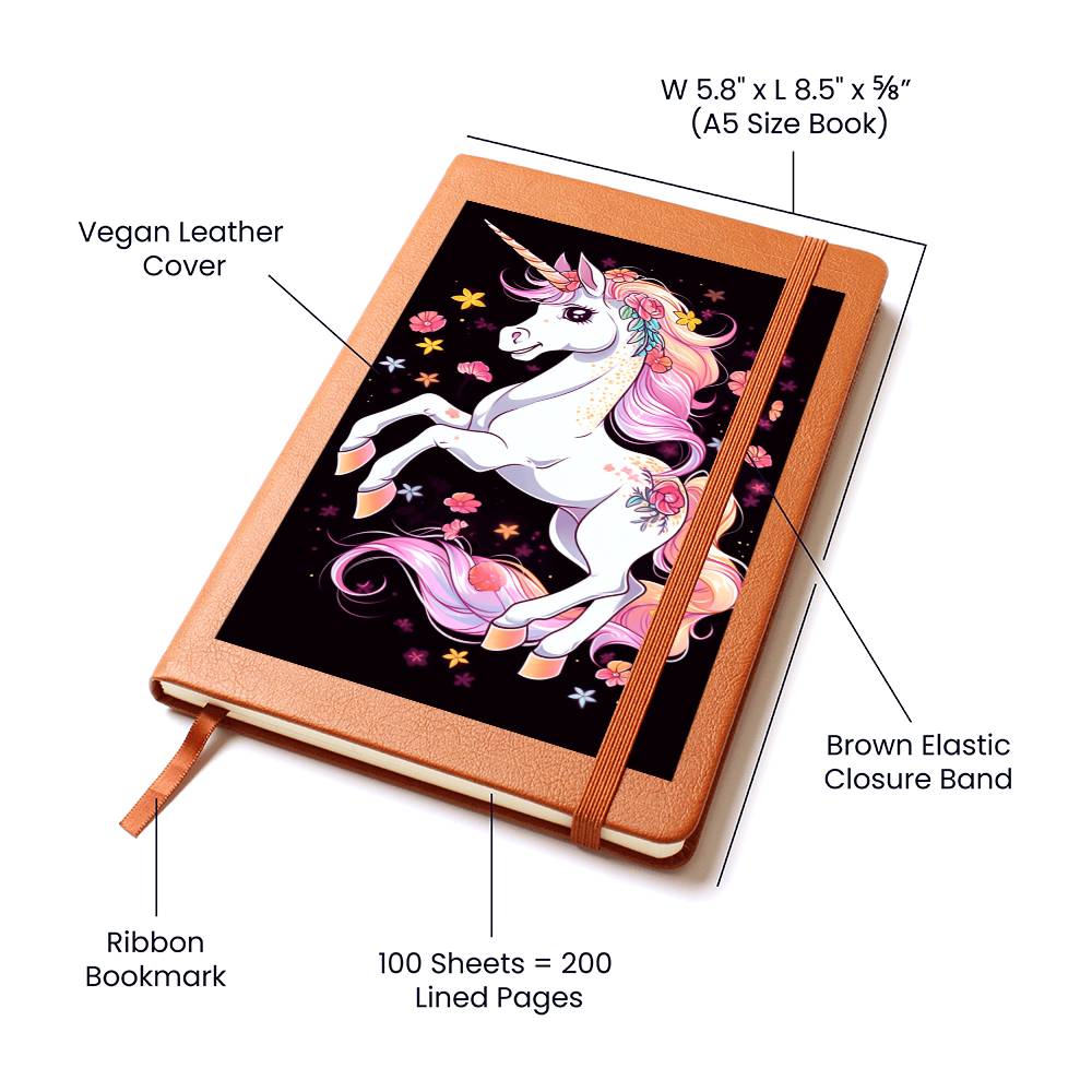 Cute Unicorn 098 - Vegan Leather Journal