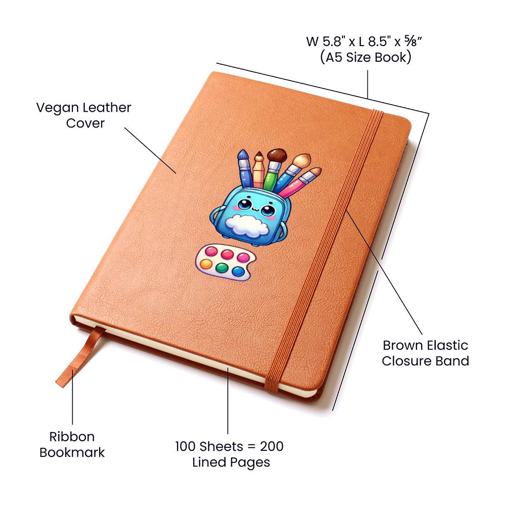 Cute Back to School Sticker 088 - Vegan Leather Journal
