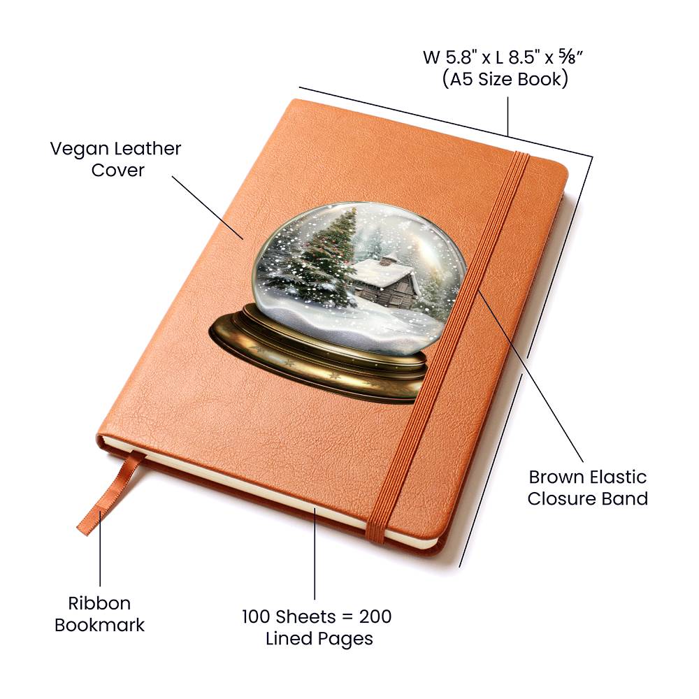 Watercolor Christmas Snow Globe 021 - Vegan Leather Journal