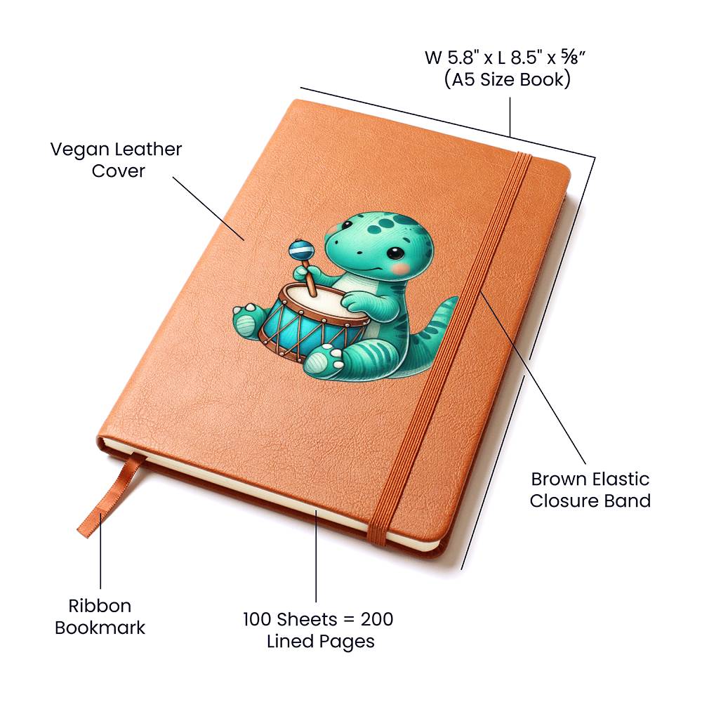 Colorful Baby Dinosaur 109 - Vegan Leather Journal