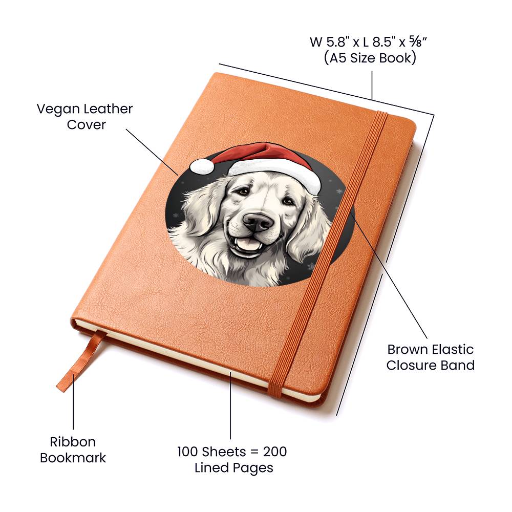 Dog Stained Glass Christmas Design 013 - Vegan Leather Journal