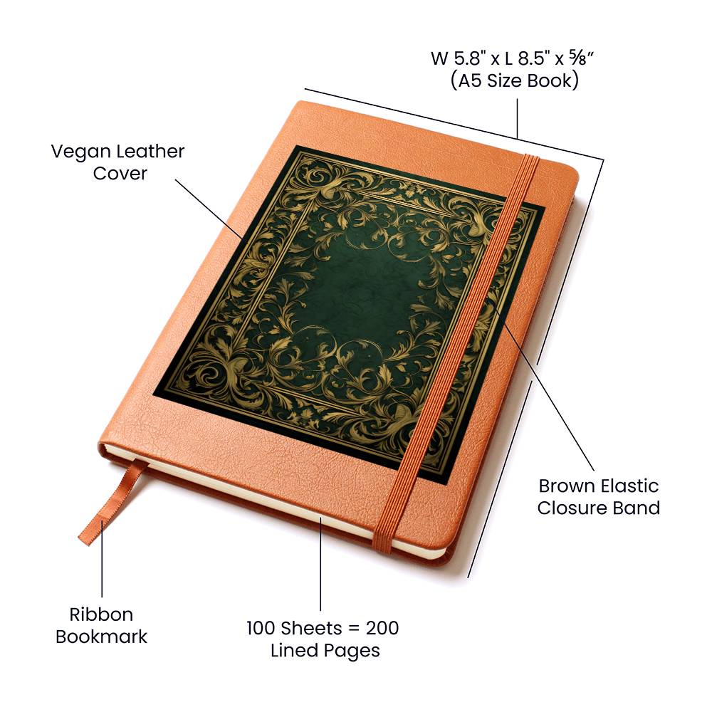 Ornate Gold Cover 032 - Vegan Leather Journal