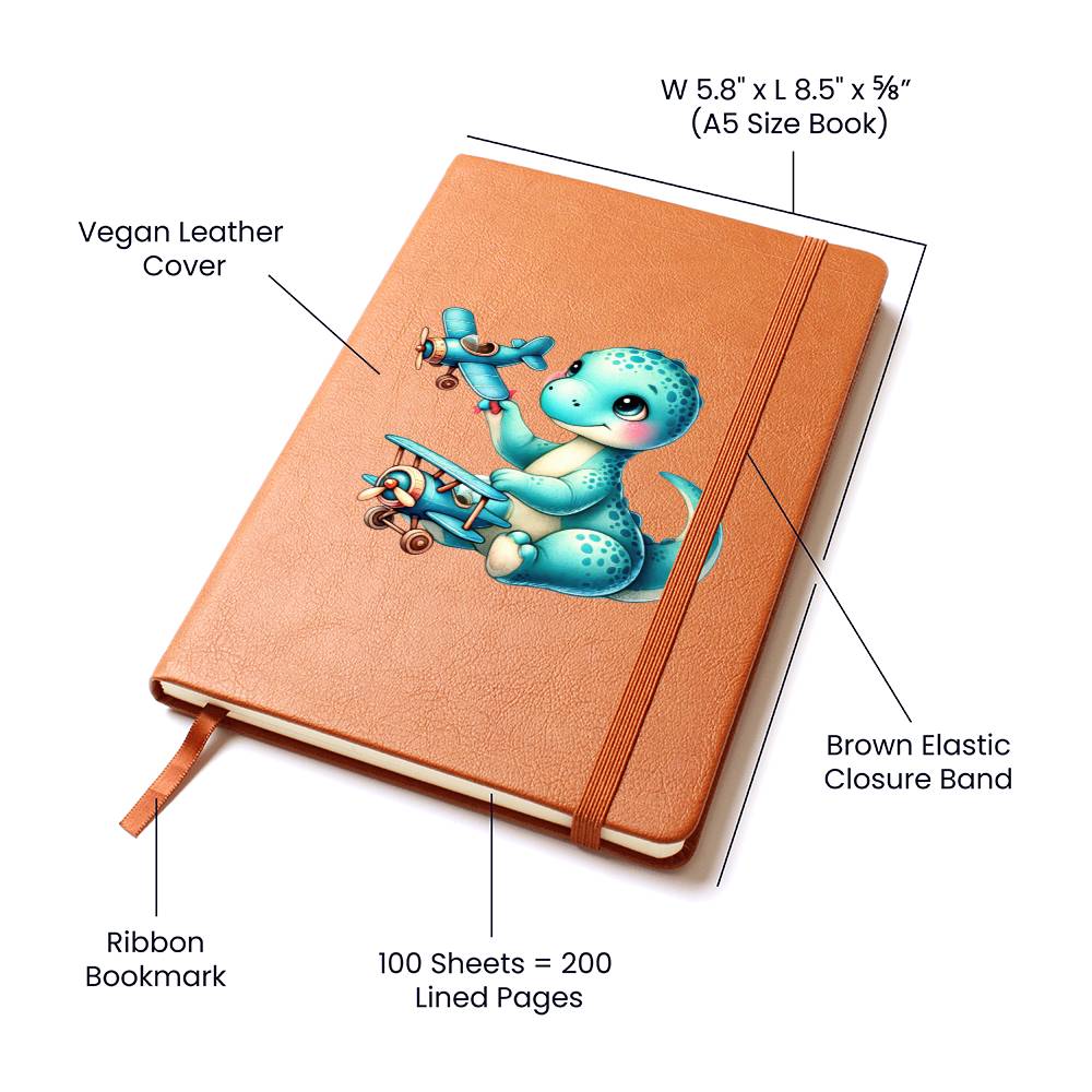 Colorful Baby Dinosaur 099 - Vegan Leather Journal