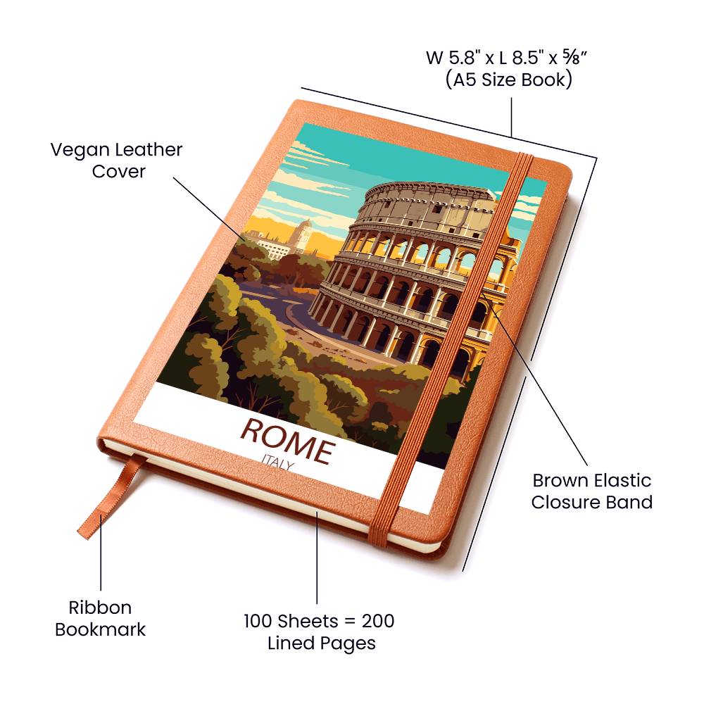 Famous Travel Destinations - Rome, Italy - Vegan Leather Journal