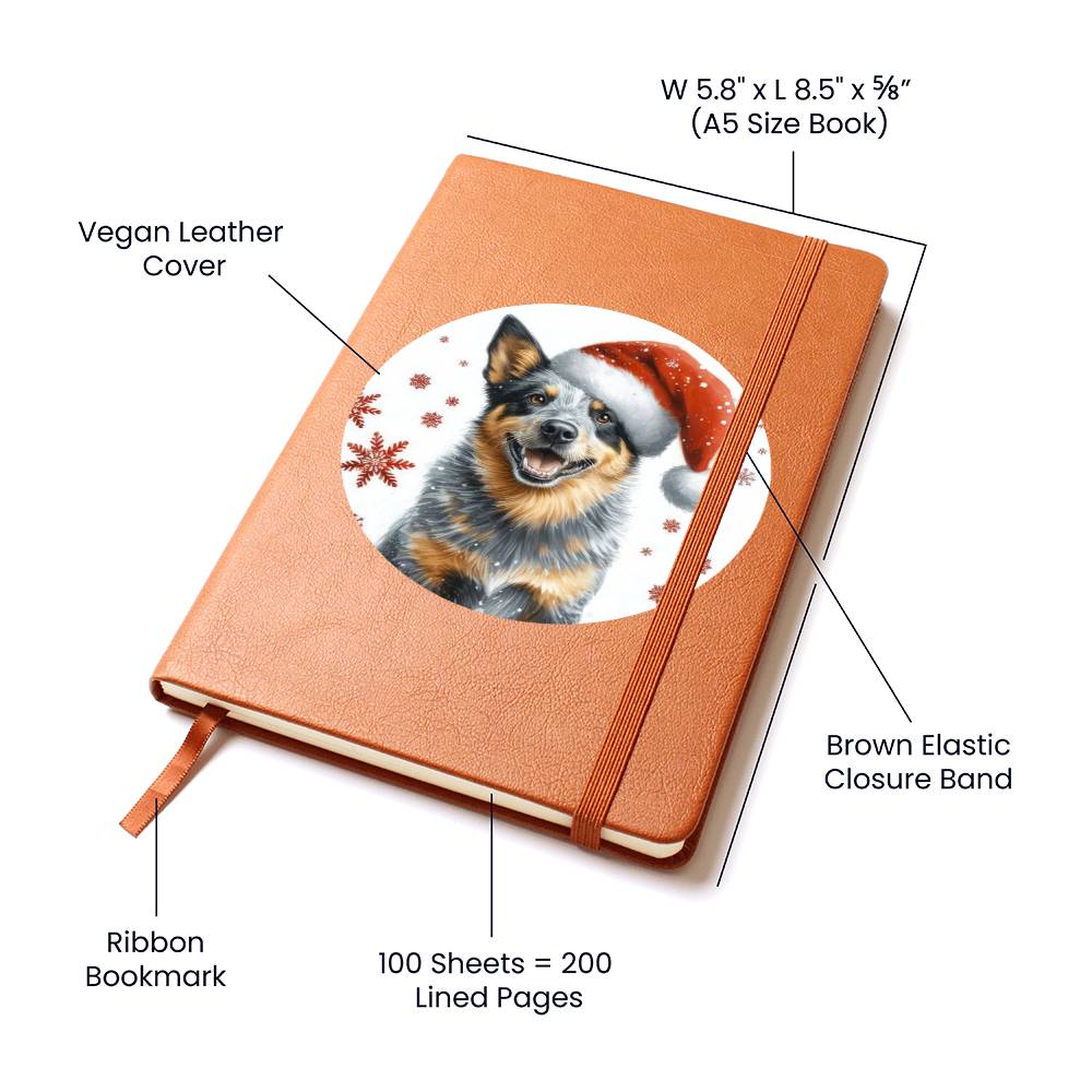 Christmas Dog - Australian Stumpy Tail Cattle - Vegan Leather Journal