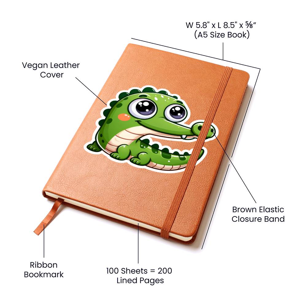 Cute Gharial sticker 57 - Vegan Leather Journal