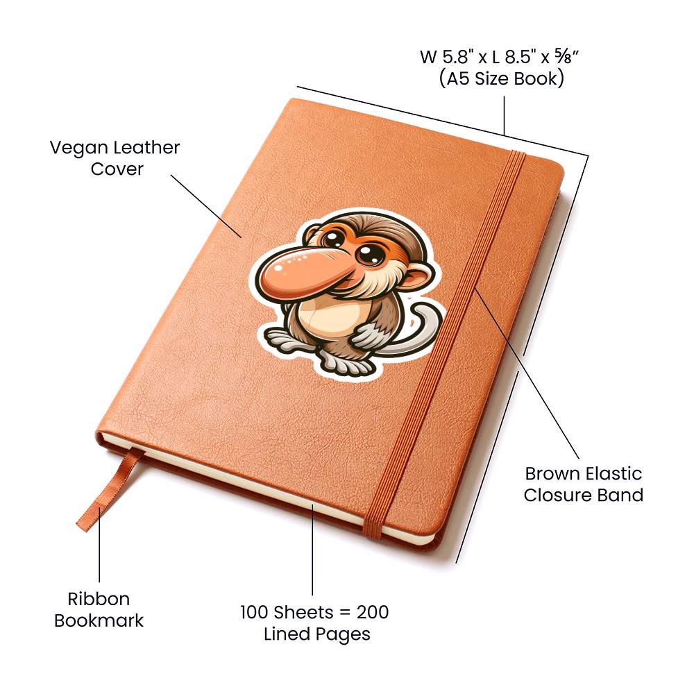 Cute Proboscis Monkey sticker 132 - Vegan Leather Journal