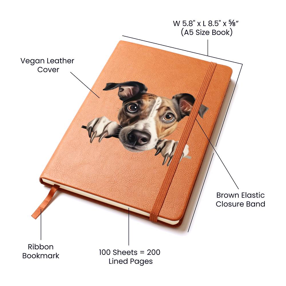 Greyhound Peeking - Vegan Leather Journal