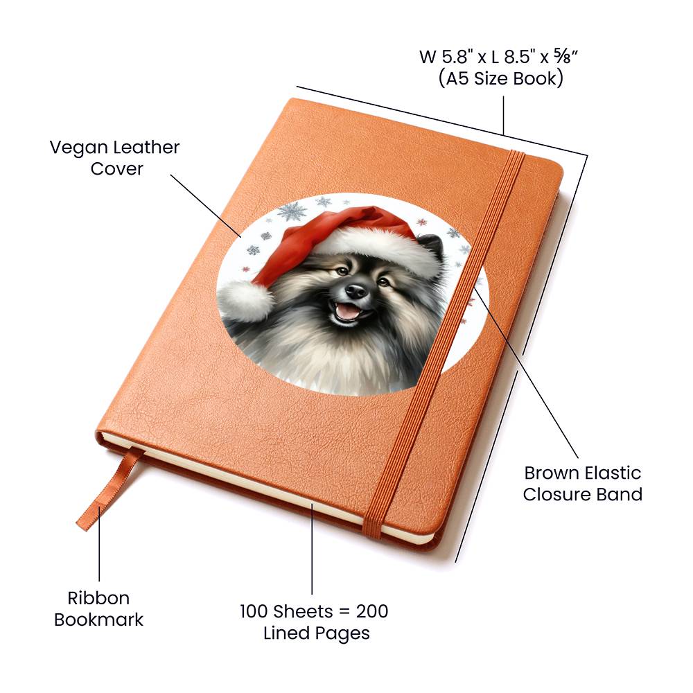 Christmas Dog - Keeshond - Vegan Leather Journal