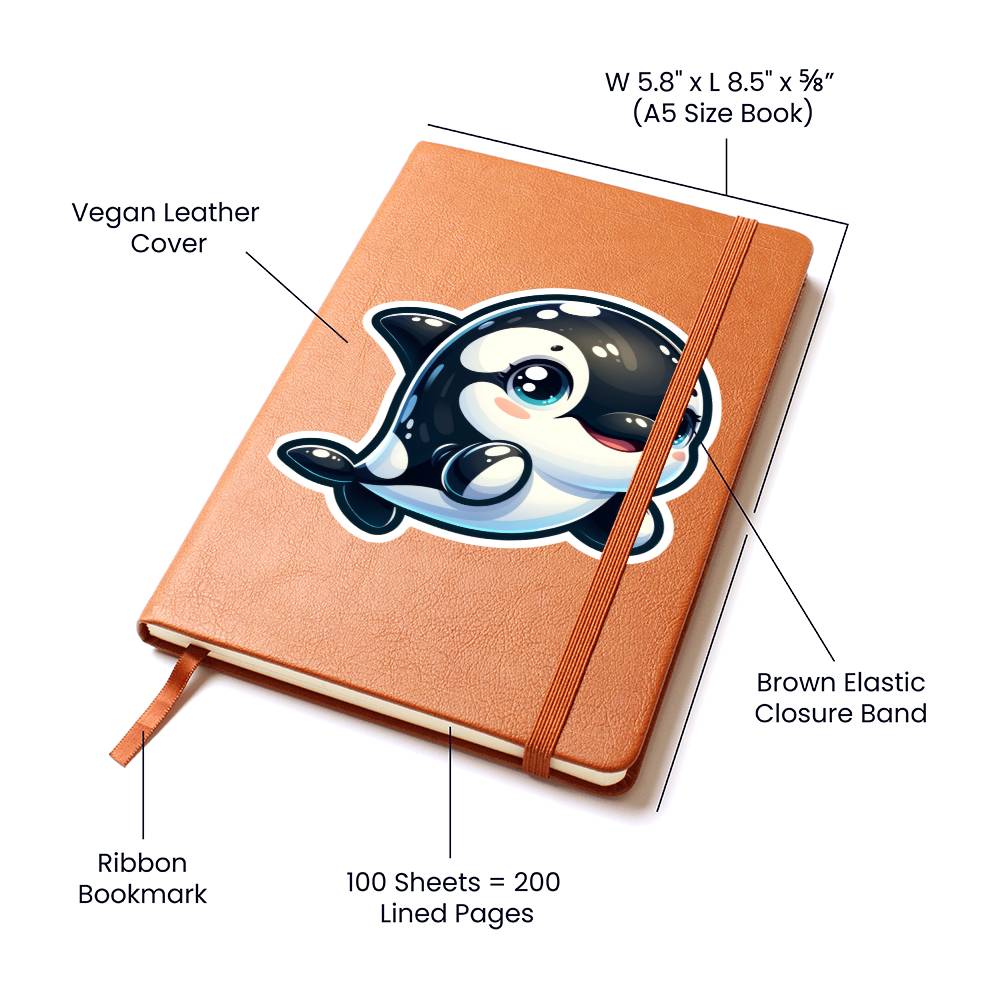 Cute Orca sticker 97 - Vegan Leather Journal