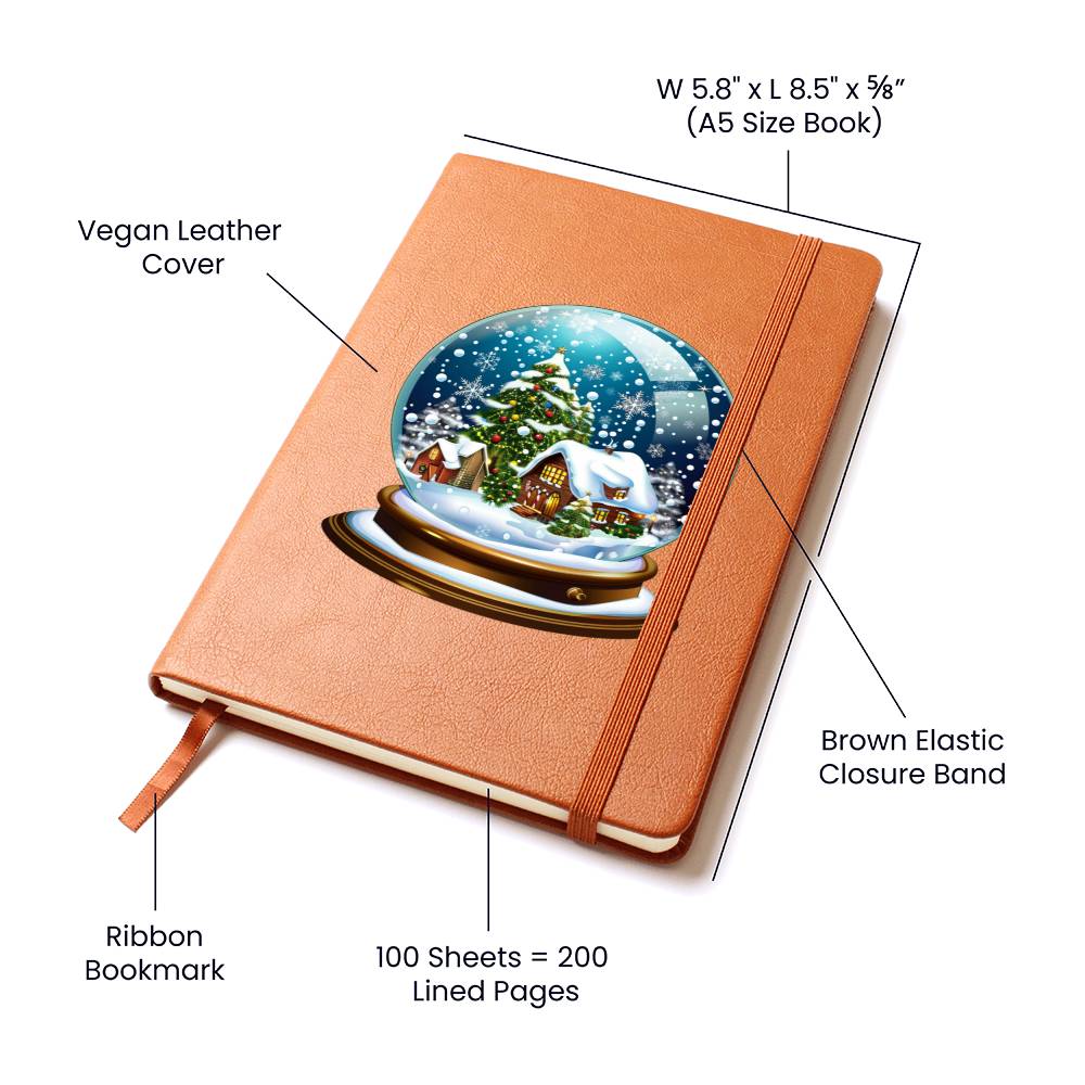 Watercolor Christmas Snow Globe 026 - Vegan Leather Journal