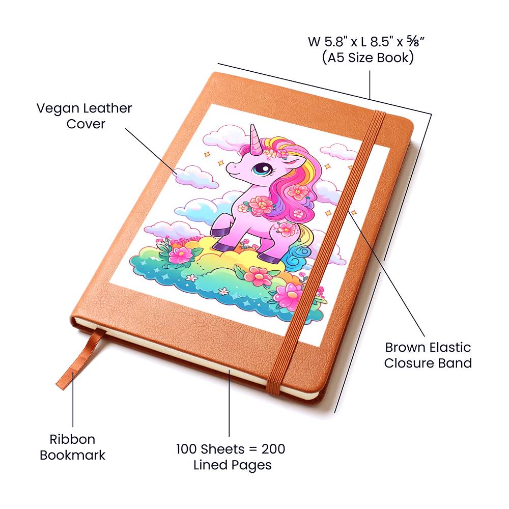 Cute Unicorn 109 - Vegan Leather Journal