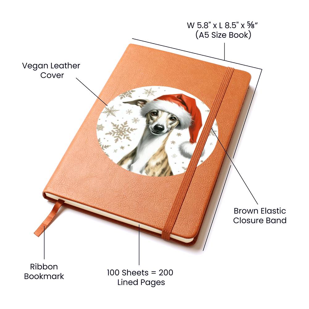 Christmas Dog - Whippet - Vegan Leather Journal