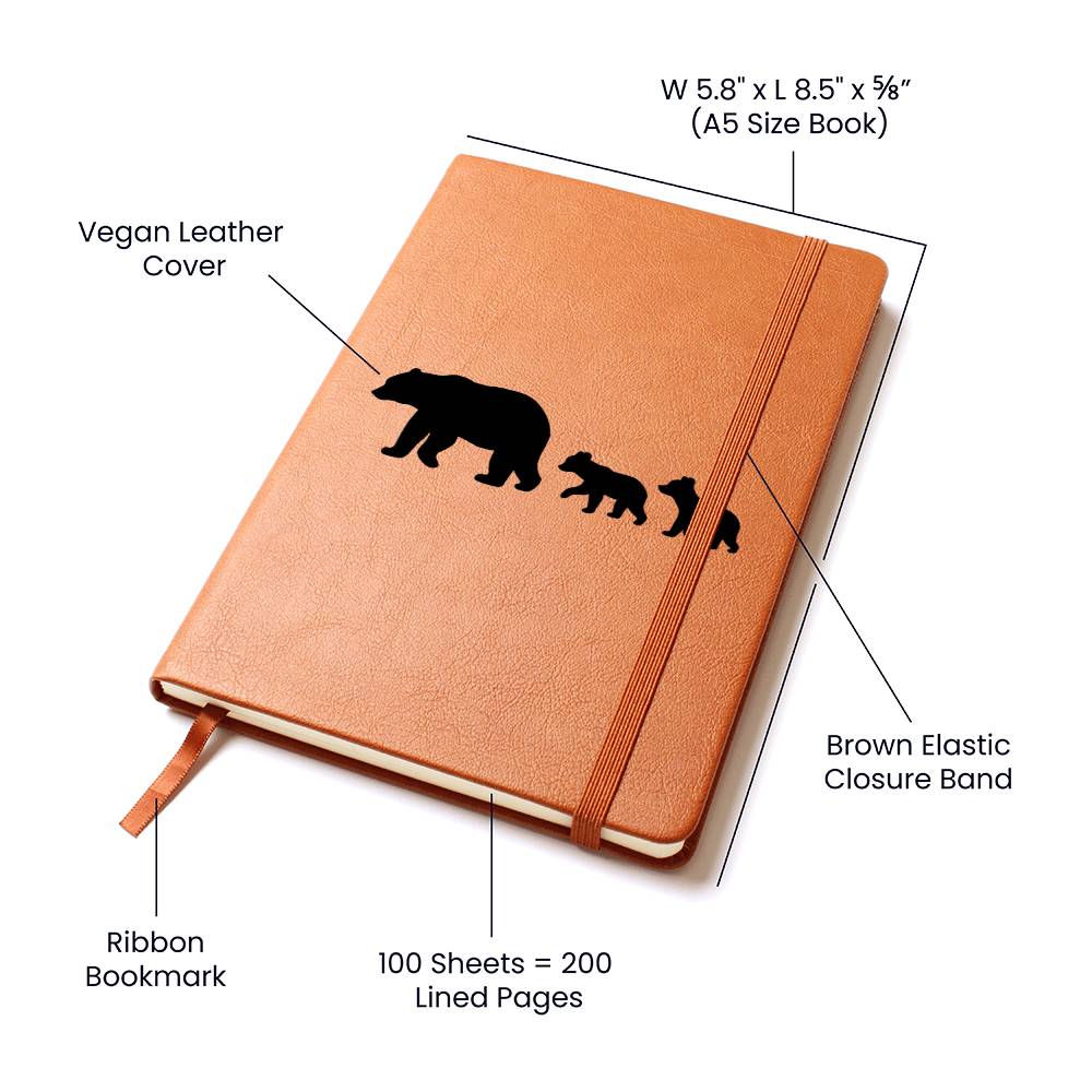 Mama Bear With 2 Cubs - Vegan Leather Journal