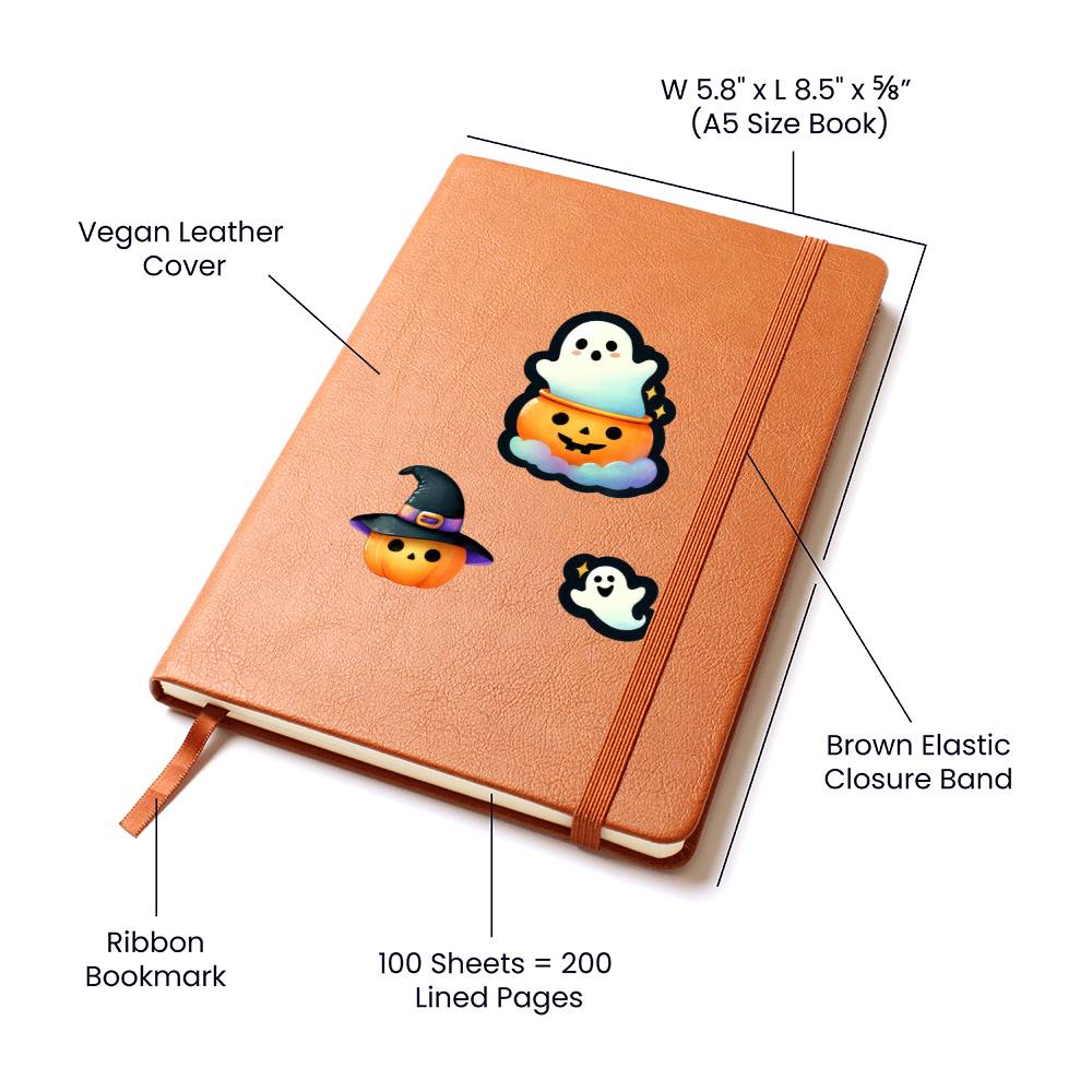 Cute Halloween Sticker 102 - Vegan Leather Journal
