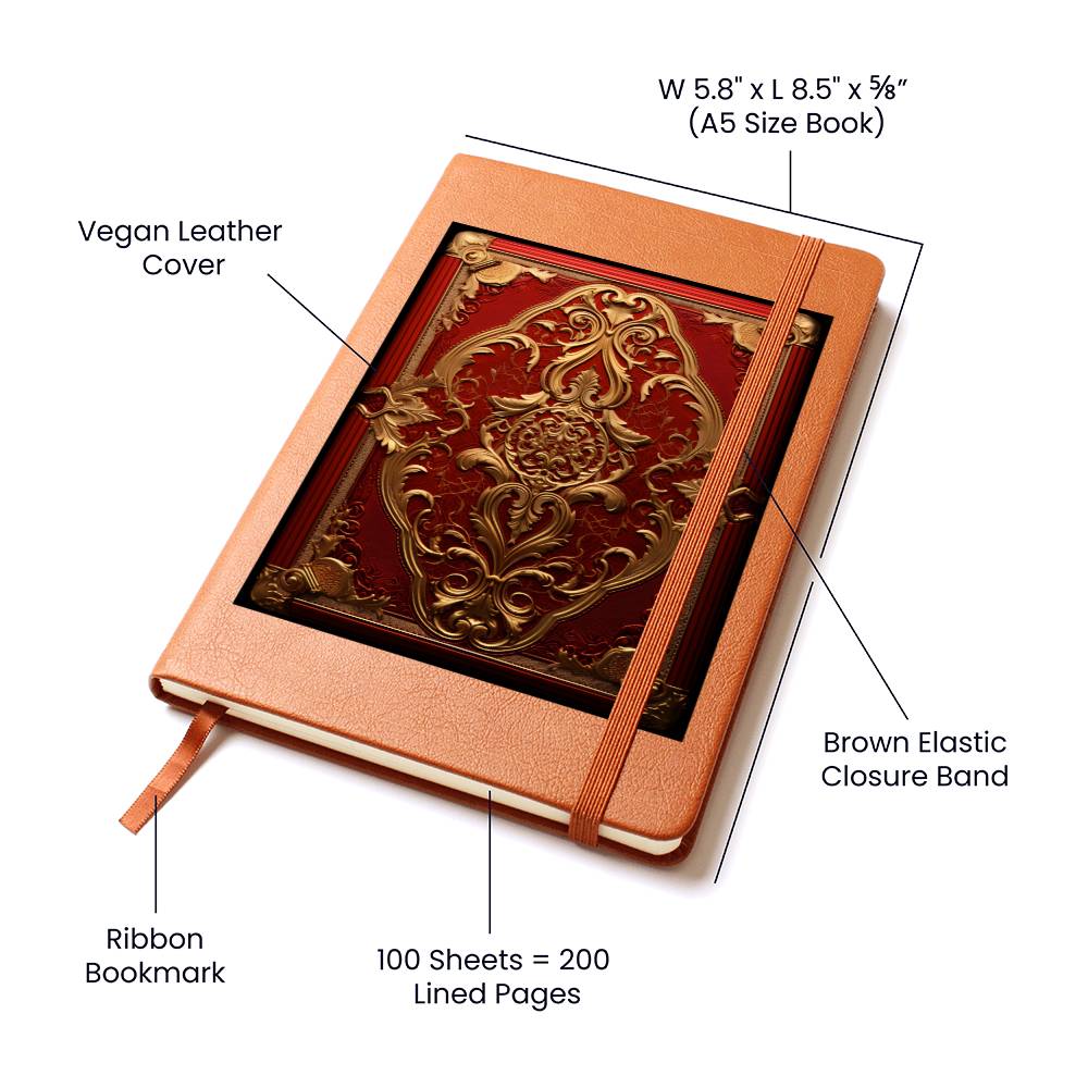 Ornate Gold Cover 017 - Vegan Leather Journal