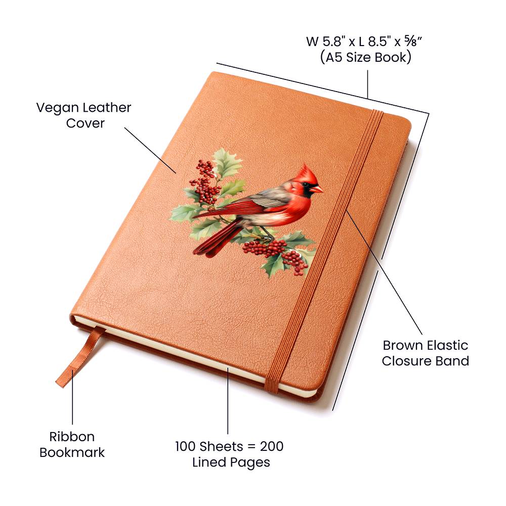 Christmas Cardinal 002 - Vegan Leather Journal