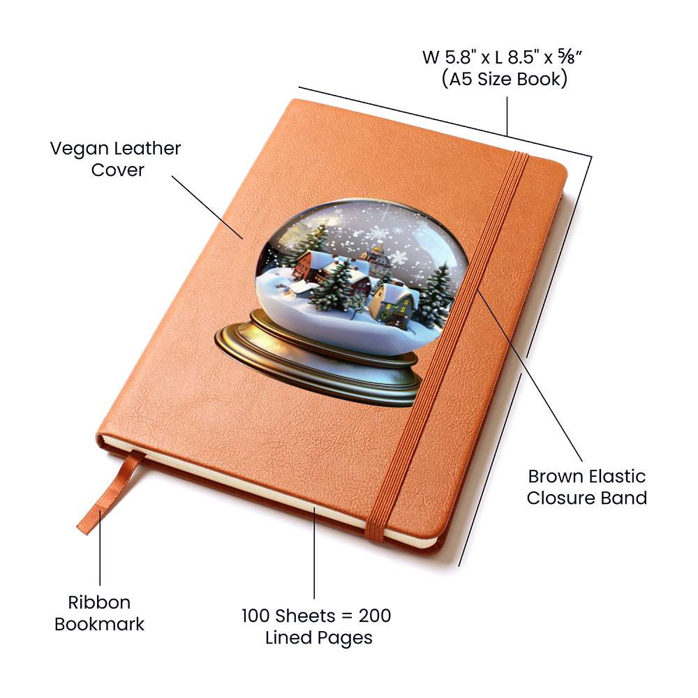 Watercolor Christmas Snow Globe 030 - Vegan Leather Journal
