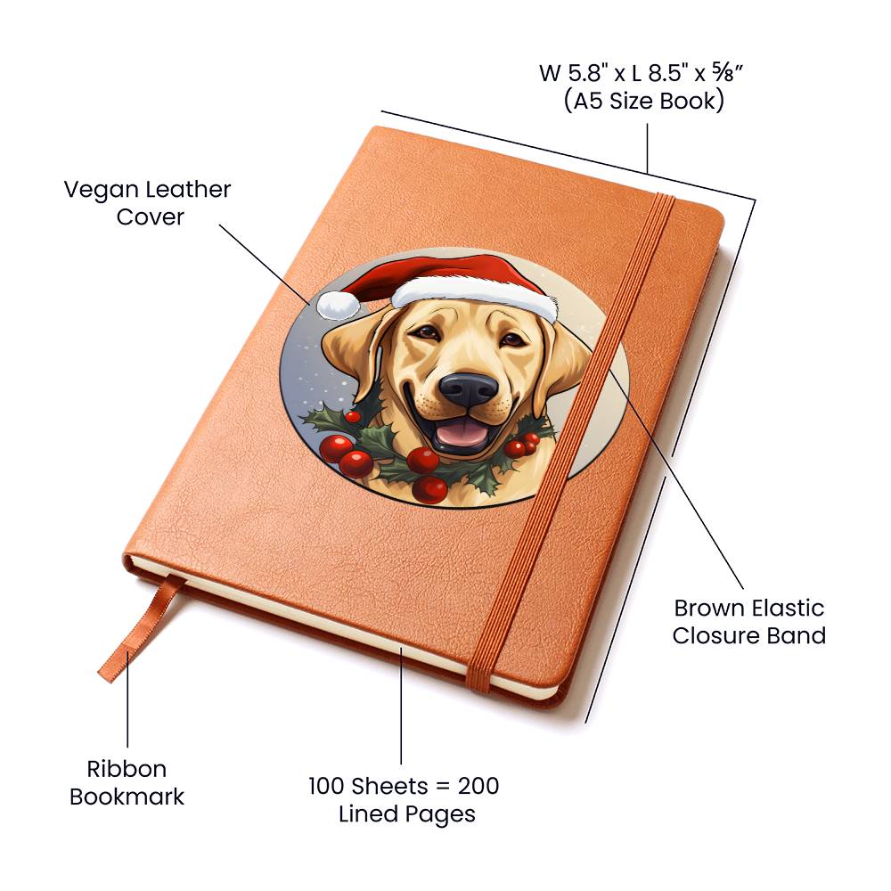 Dog Stained Glass Christmas Design 029 - Vegan Leather Journal