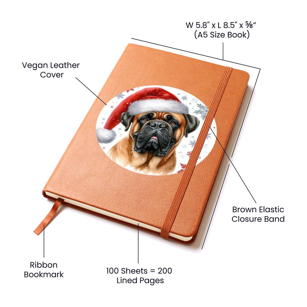 Christmas Dog - Bullmastiff - Vegan Leather Journal