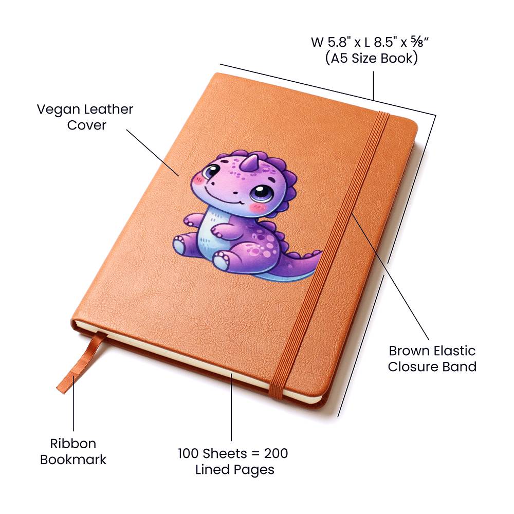 Colorful Baby Dinosaur 069 - Vegan Leather Journal