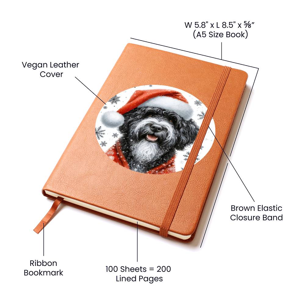 Christmas Dog - Portuguese Water - Vegan Leather Journal