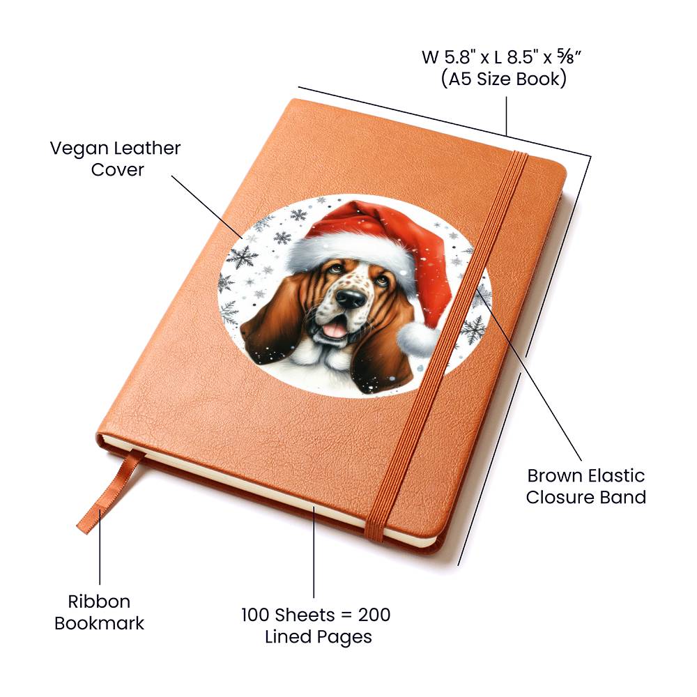 Christmas Dog - Basset Hound - Vegan Leather Journal