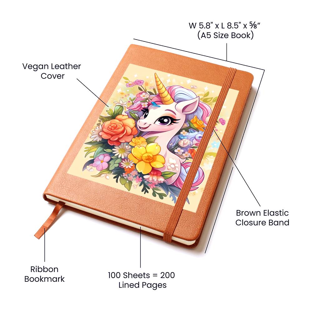 Cute Unicorn 068 - Vegan Leather Journal