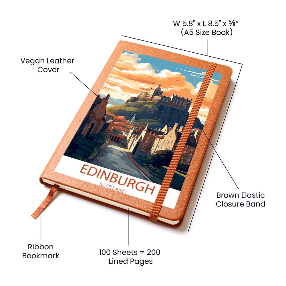 Famous Travel Destinations - Edinburgh, Scotland - Vegan Leather Journal