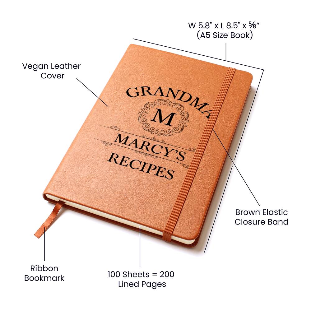 Grandma Marcy's Recipes - Vegan Leather Journal