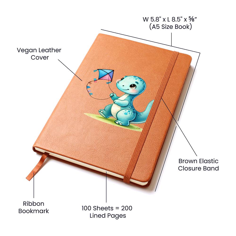 Colorful Baby Dinosaur 093 - Vegan Leather Journal