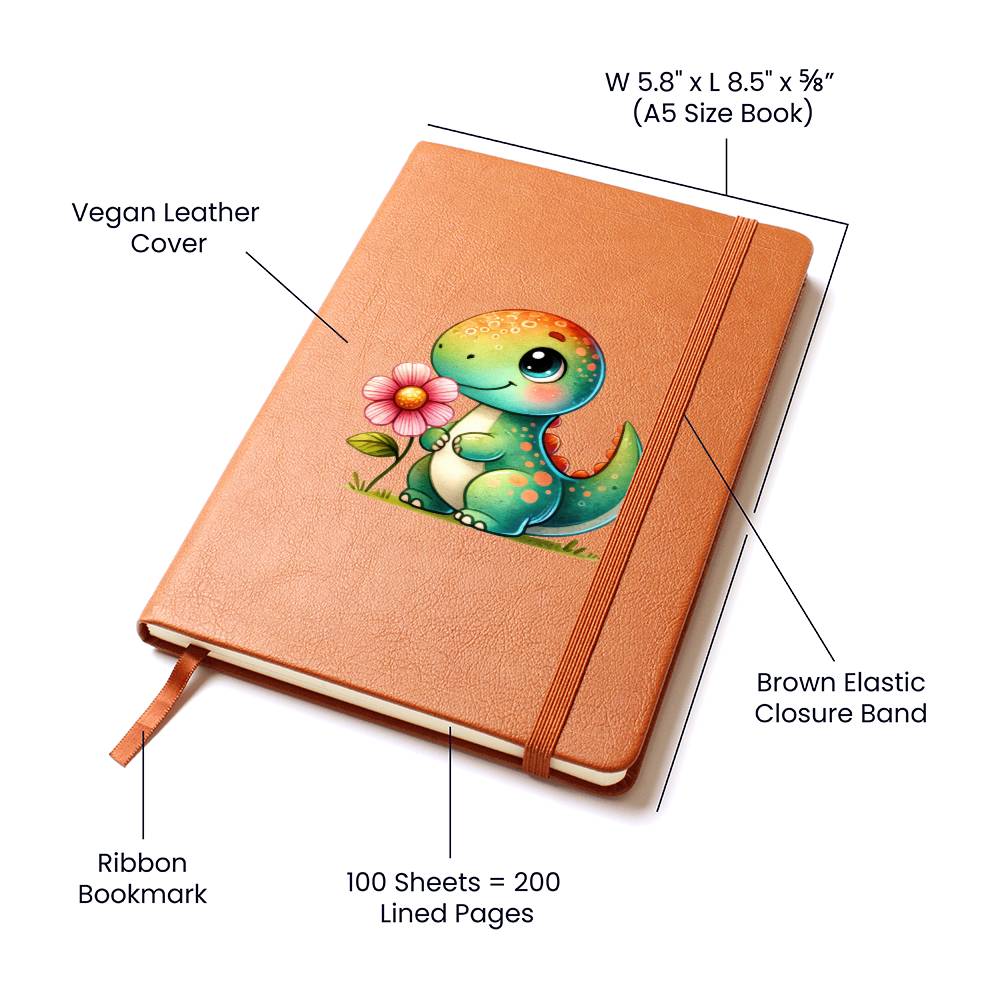 Colorful Baby Dinosaur 009 - Vegan Leather Journal