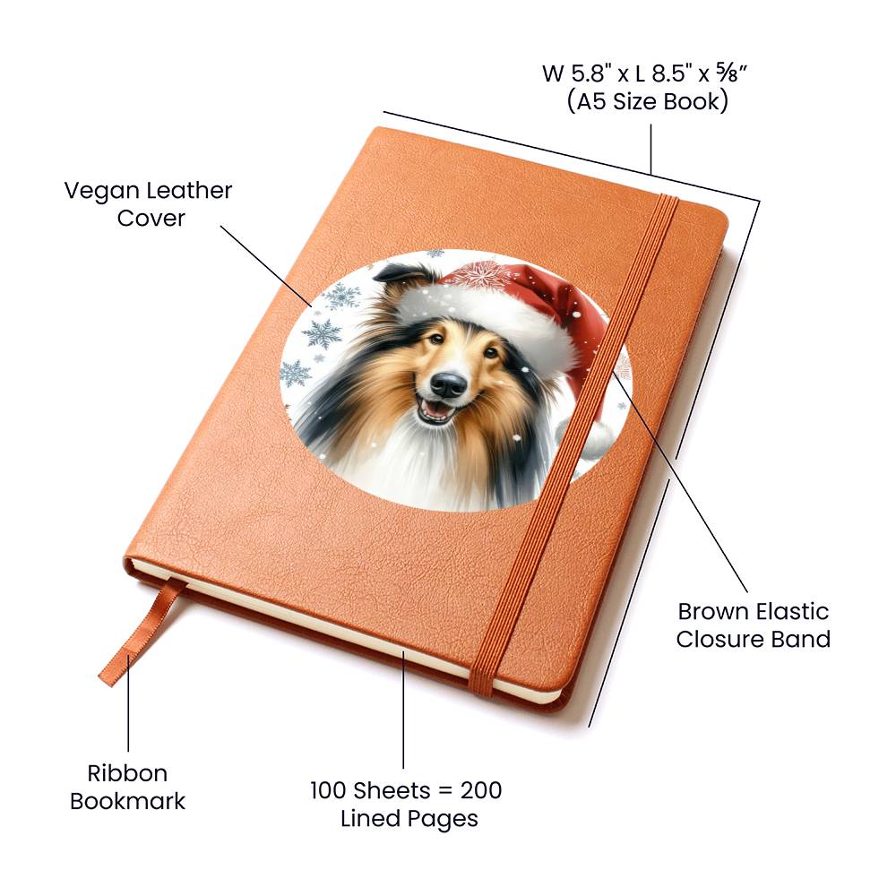 Christmas Dog - Collie - Vegan Leather Journal