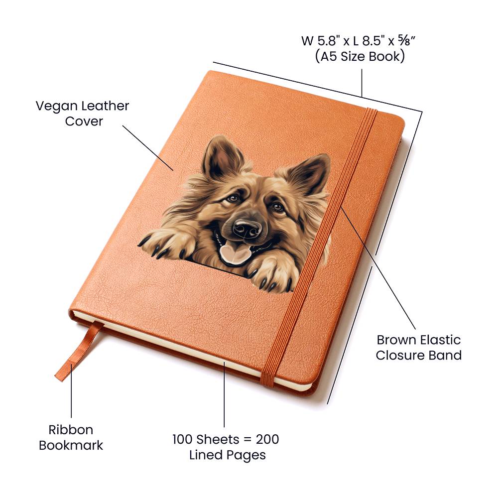 Belgian Tervuren  Peeking - Vegan Leather Journal