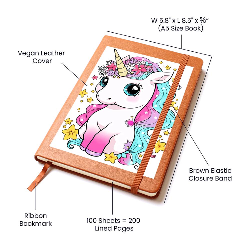 Cute Unicorn 033 - Vegan Leather Journal