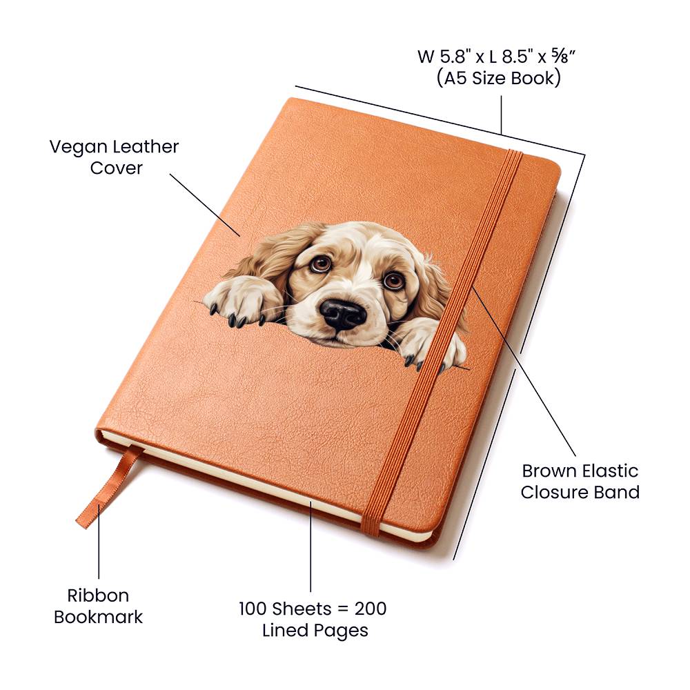 Clumber Spaniel Peeking - Vegan Leather Journal