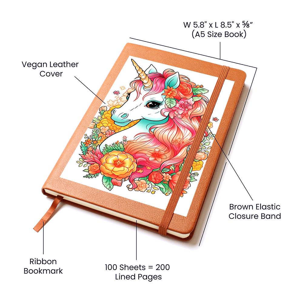 Cute Unicorn 087 - Vegan Leather Journal