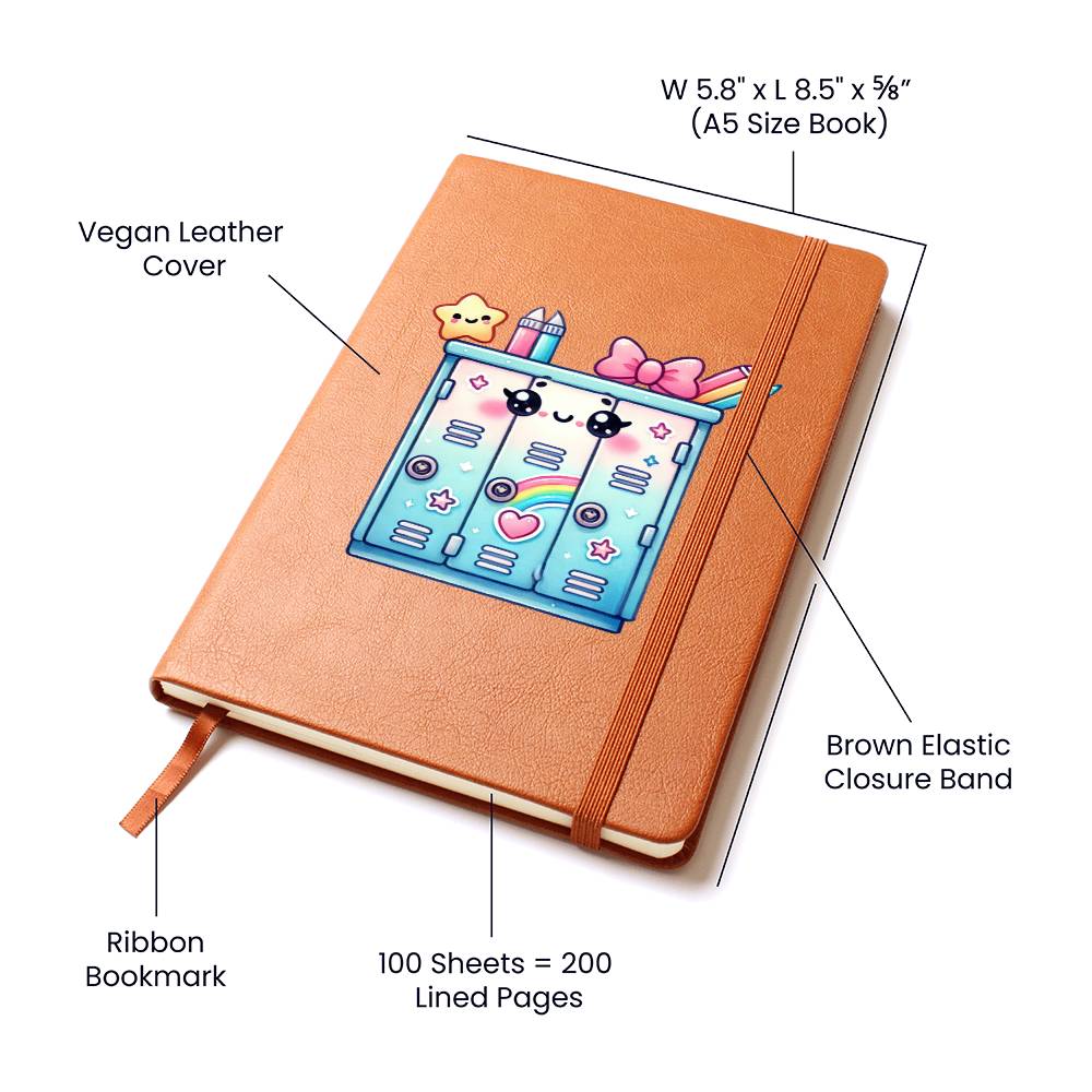 Cute Back to School Sticker 075 - Vegan Leather Journal