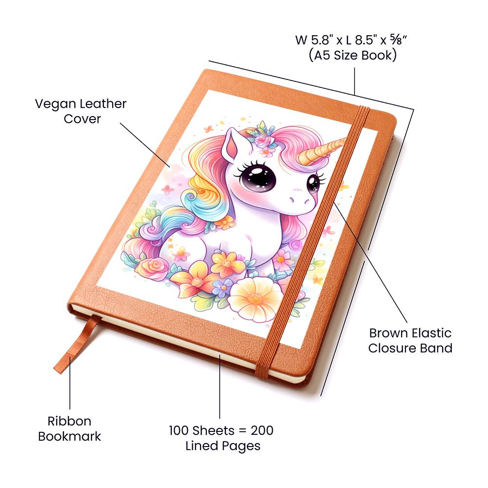 Cute Unicorn 060 - Vegan Leather Journal