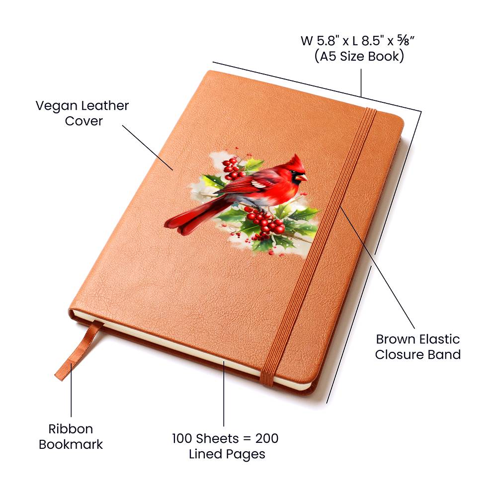 Christmas Cardinal 004 - Vegan Leather Journal