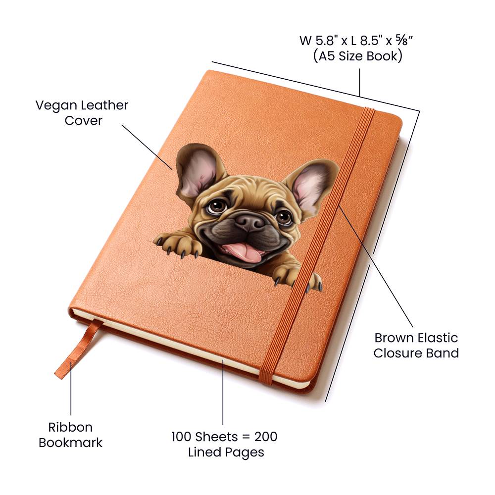 French Bulldog Peeking - Vegan Leather Journal